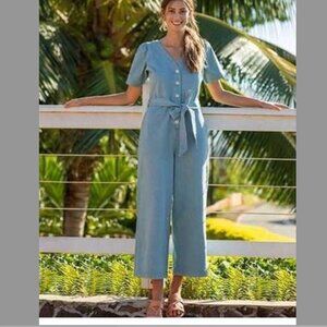Outerknown Light Blue Twill Short sleeve Jumpsuit – Size 0 – Excellent Condition